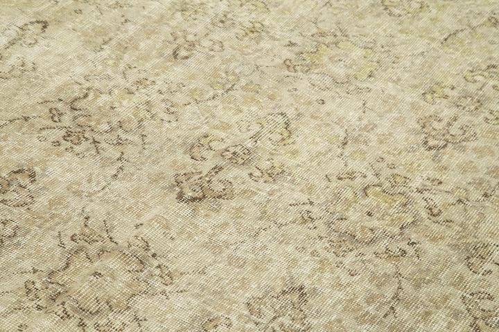 7x9 Beige Turkish Vintage Area Rug - 39070