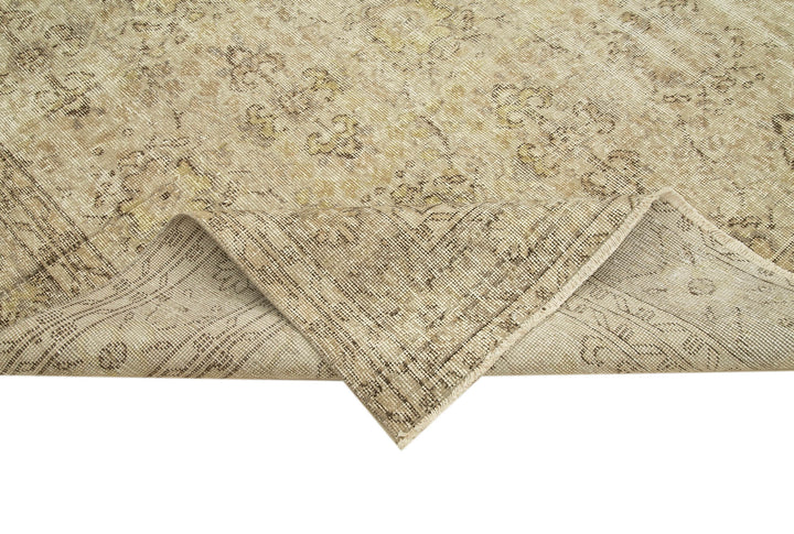 7x9 Beige Turkish Vintage Area Rug - 39070