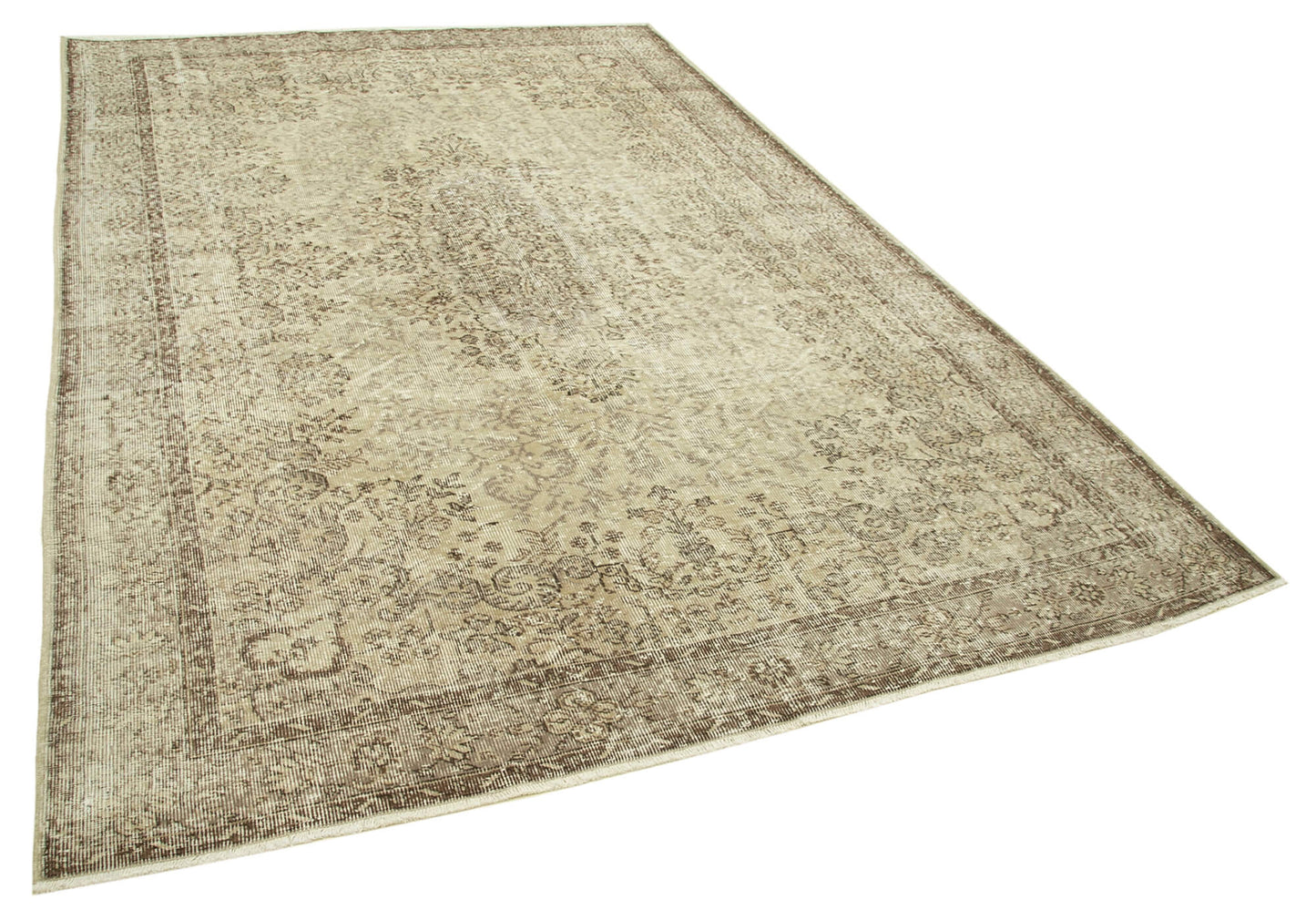 7x10 Beige Turkish Vintage Area Rug - 39071