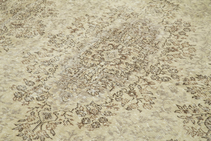 7x10 Beige Turkish Vintage Area Rug - 39071