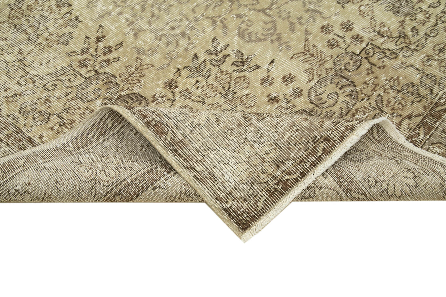 7x10 Beige Turkish Vintage Area Rug - 39071