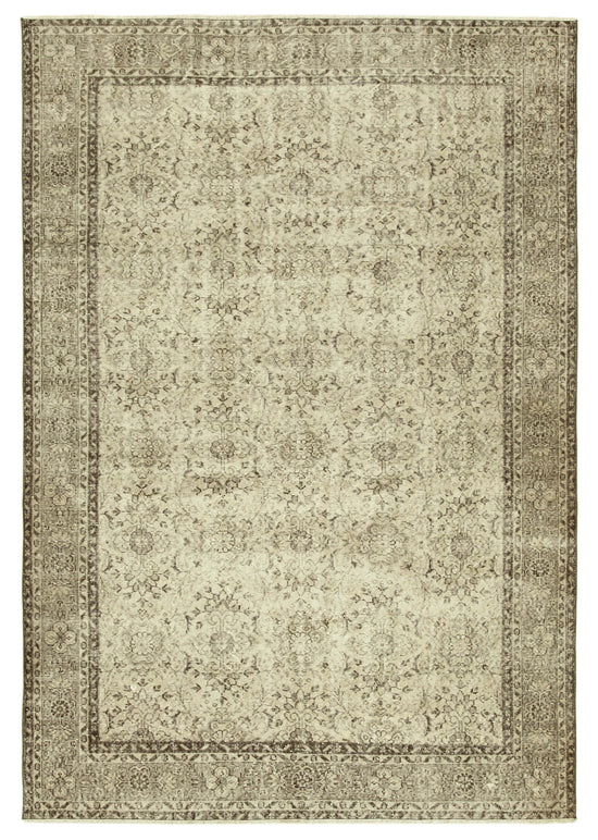 7x10 Beige Turkish Vintage Area Rug - 39074