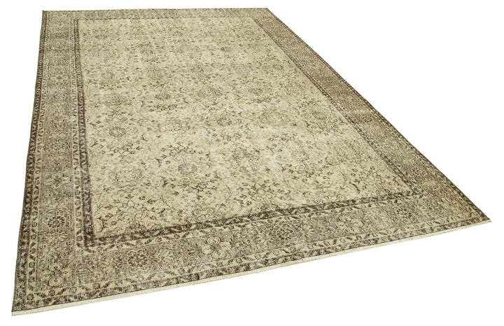 7x10 Beige Turkish Vintage Area Rug - 39074