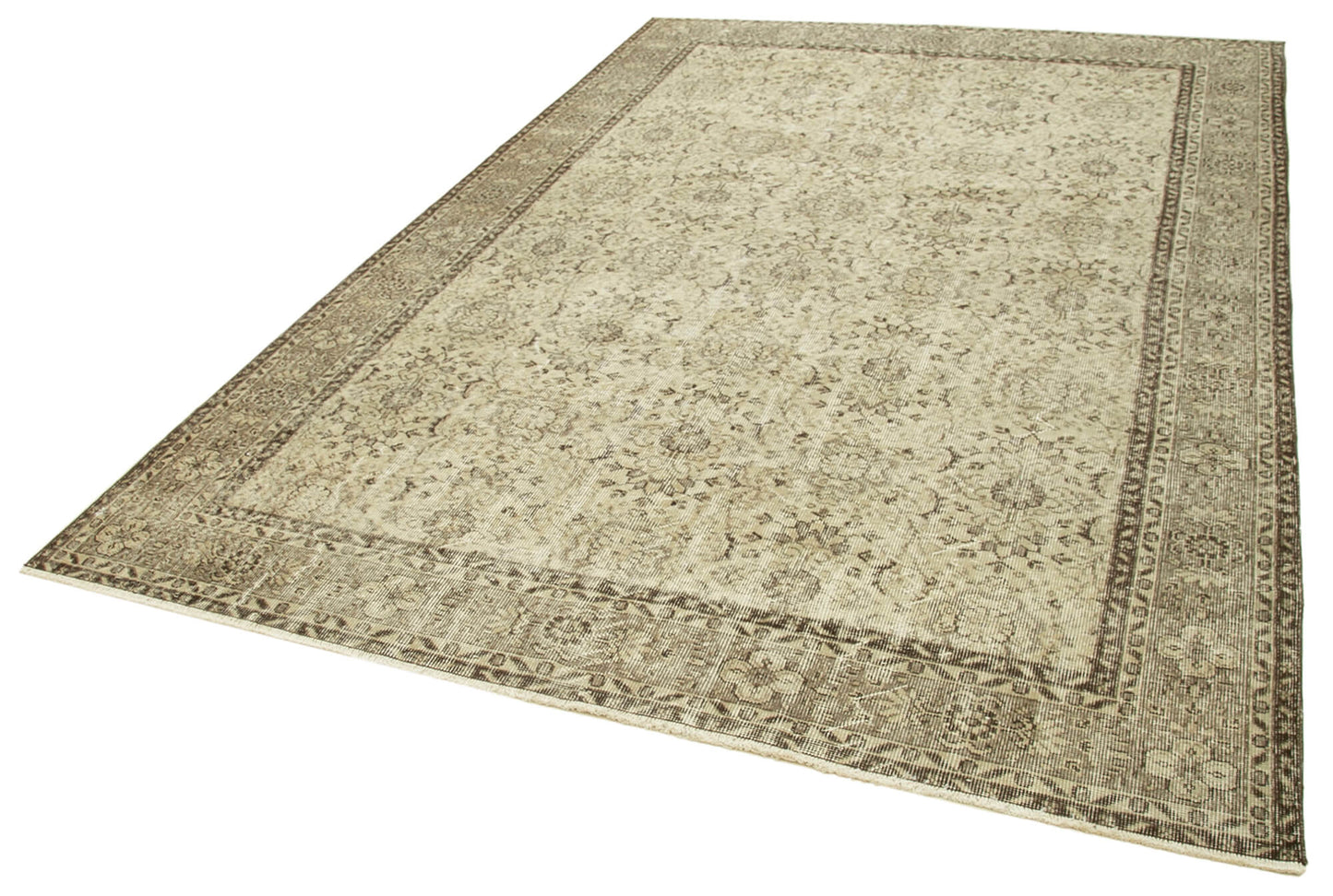 7x10 Beige Turkish Vintage Area Rug - 39074