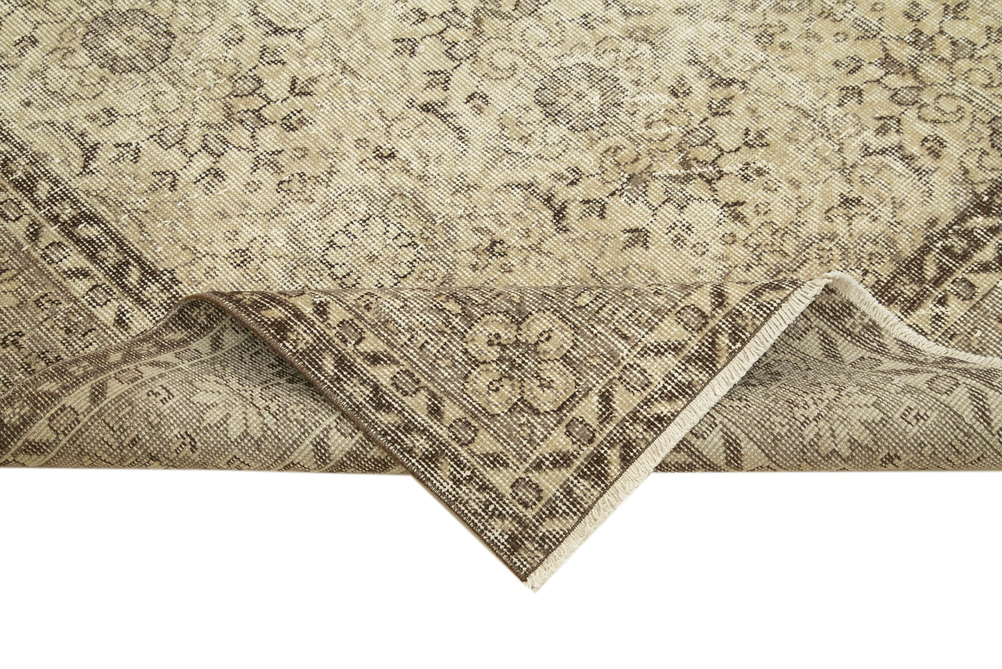 7x10 Beige Turkish Vintage Area Rug - 39074