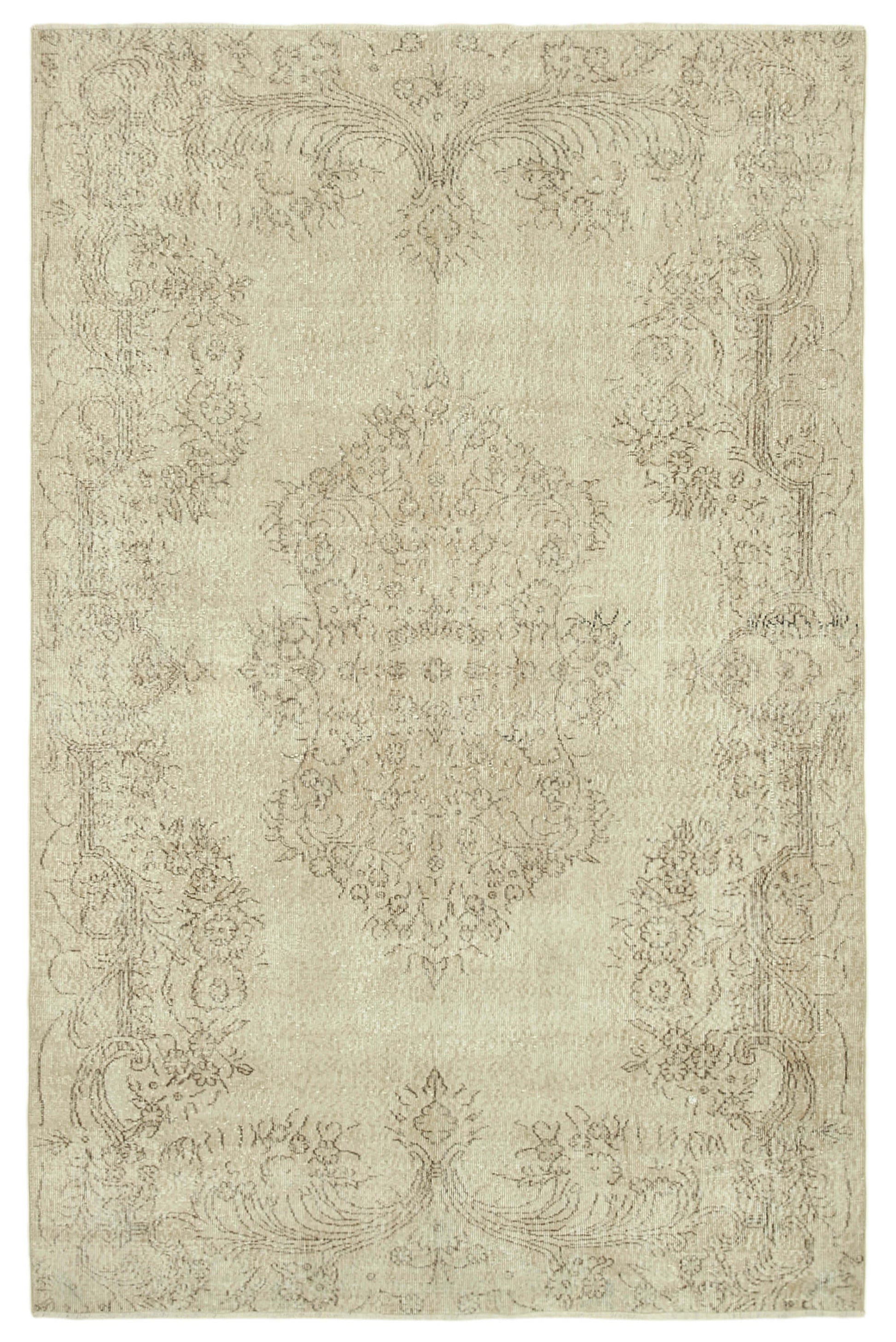 6x10 Beige Turkish Vintage Area Rug - 39075