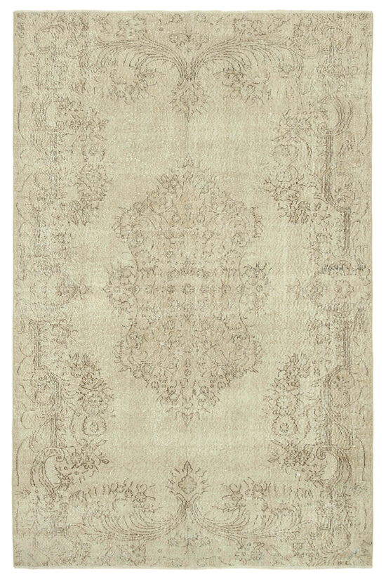 6x10 Beige Turkish Vintage Area Rug - 39075