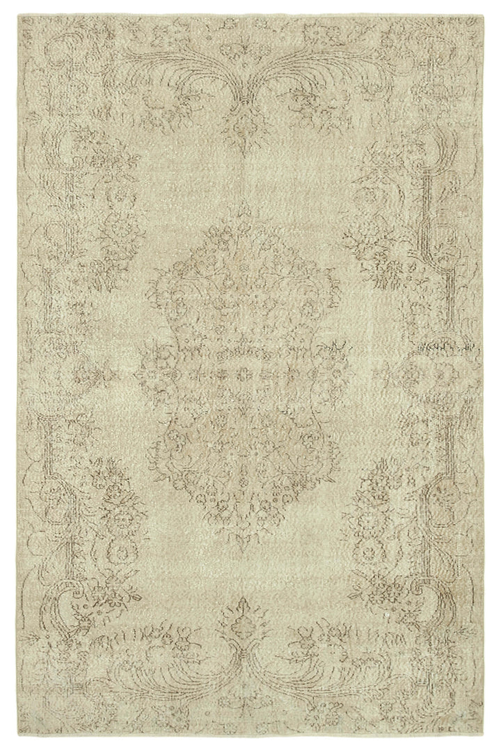 6x10 Beige Turkish Vintage Area Rug - 39075