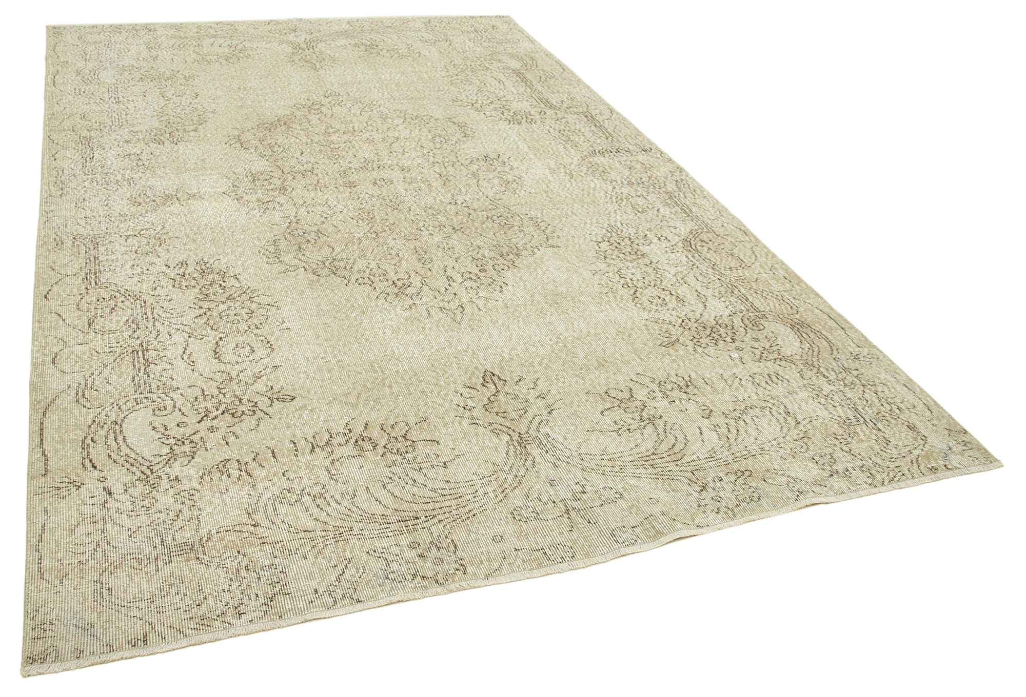 6x10 Beige Turkish Vintage Area Rug - 39075
