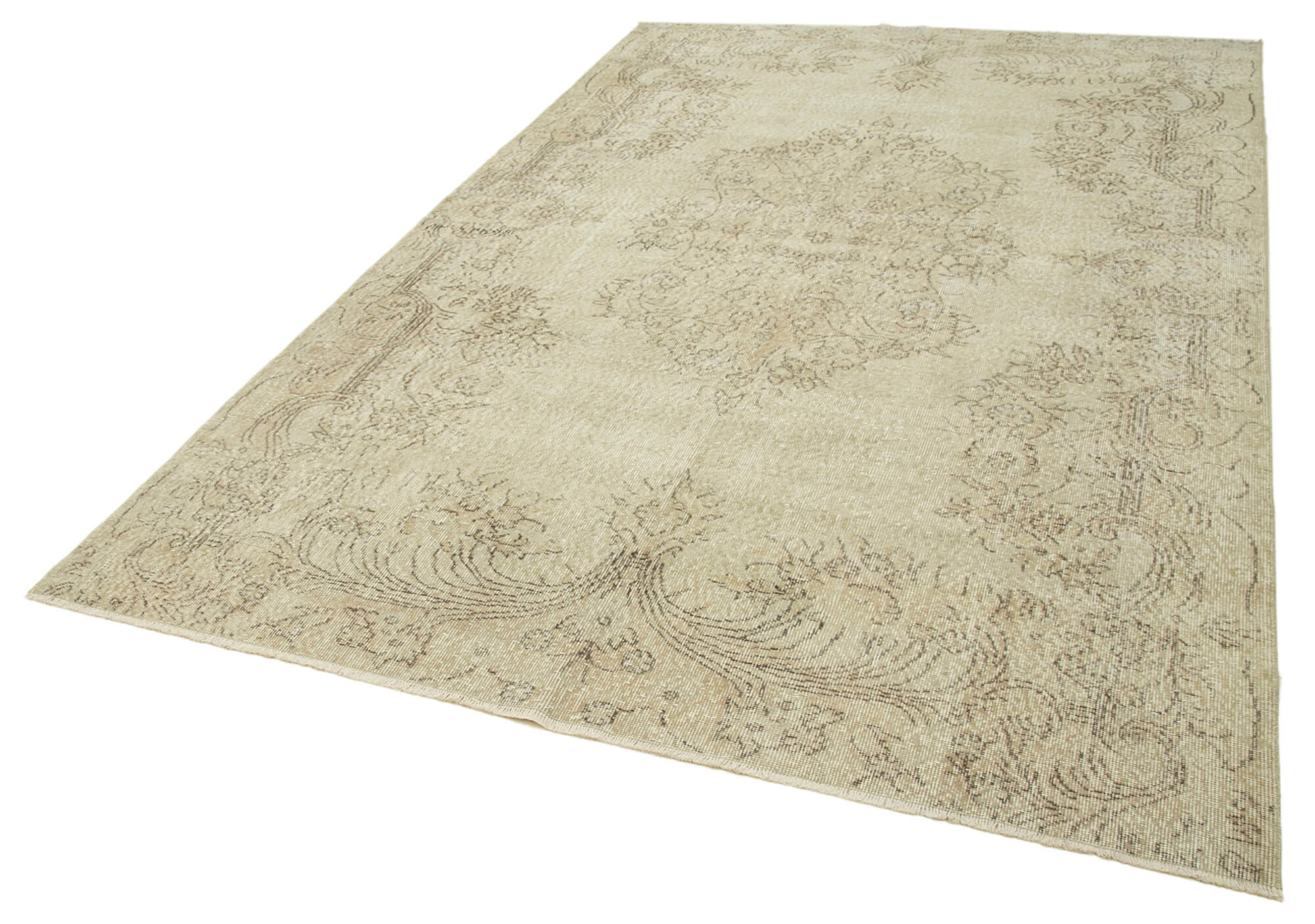 6x10 Beige Turkish Vintage Area Rug - 39075