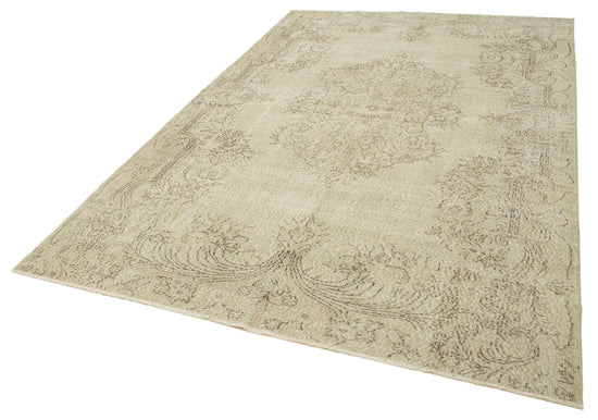 6x10 Beige Turkish Vintage Area Rug - 39075