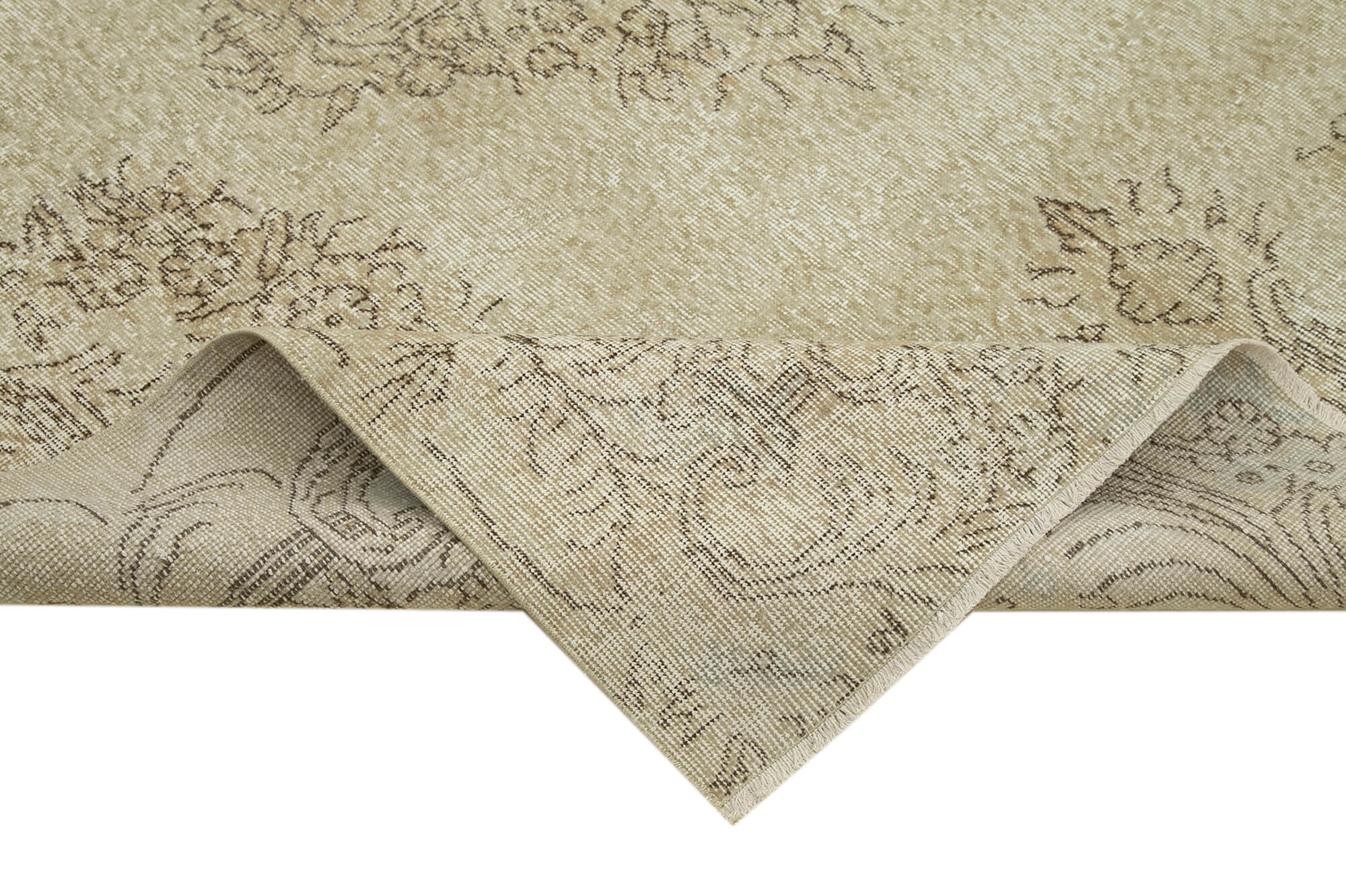 6x10 Beige Turkish Vintage Area Rug - 39075