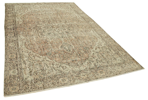 6x10 Beige Turkish Vintage Area Rug - 39076