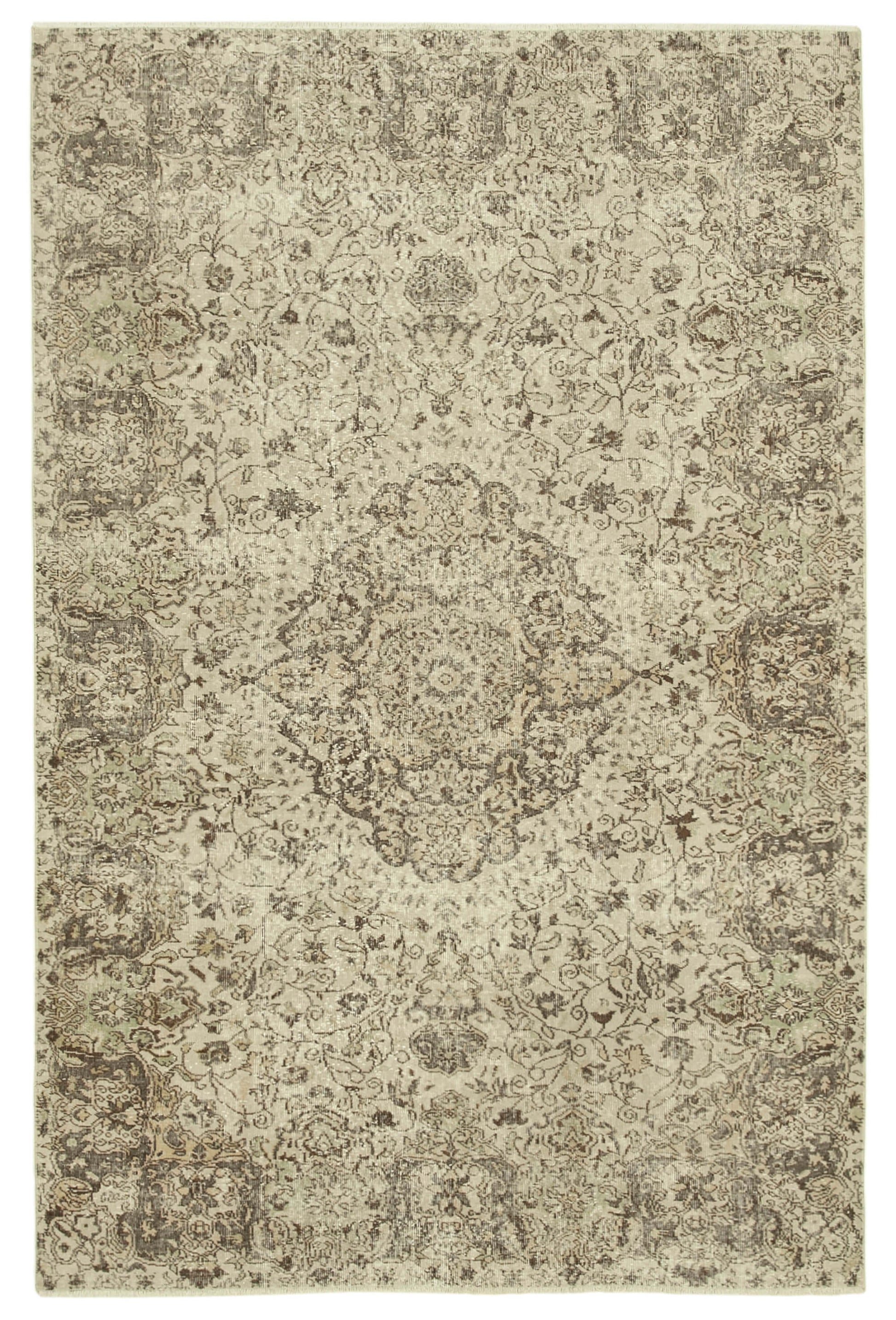 7x10 Beige Turkish Vintage Area Rug - 39077