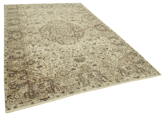 7x10 Beige Turkish Vintage Area Rug - 39077