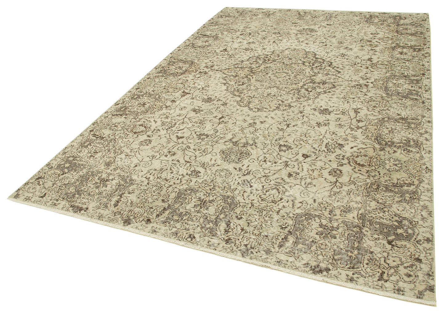 7x10 Beige Turkish Vintage Area Rug - 39077