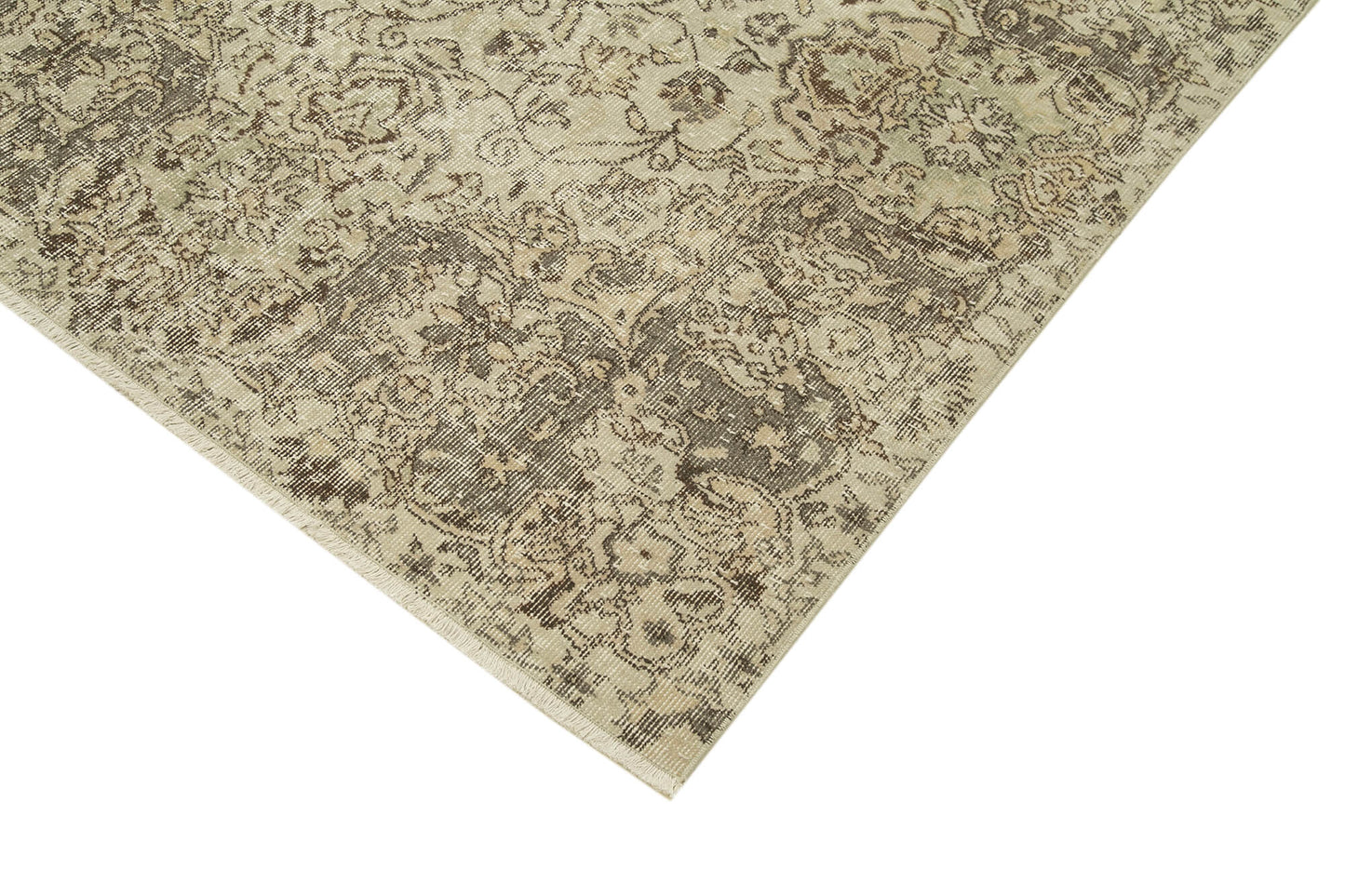 7x10 Beige Turkish Vintage Area Rug - 39077