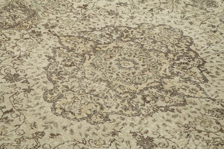 7x10 Beige Turkish Vintage Area Rug - 39077