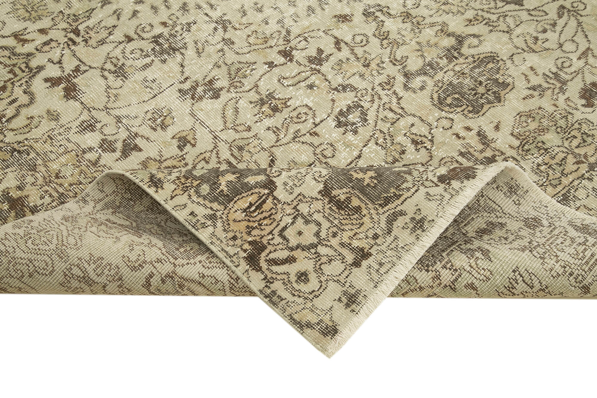 7x10 Beige Turkish Vintage Area Rug - 39077