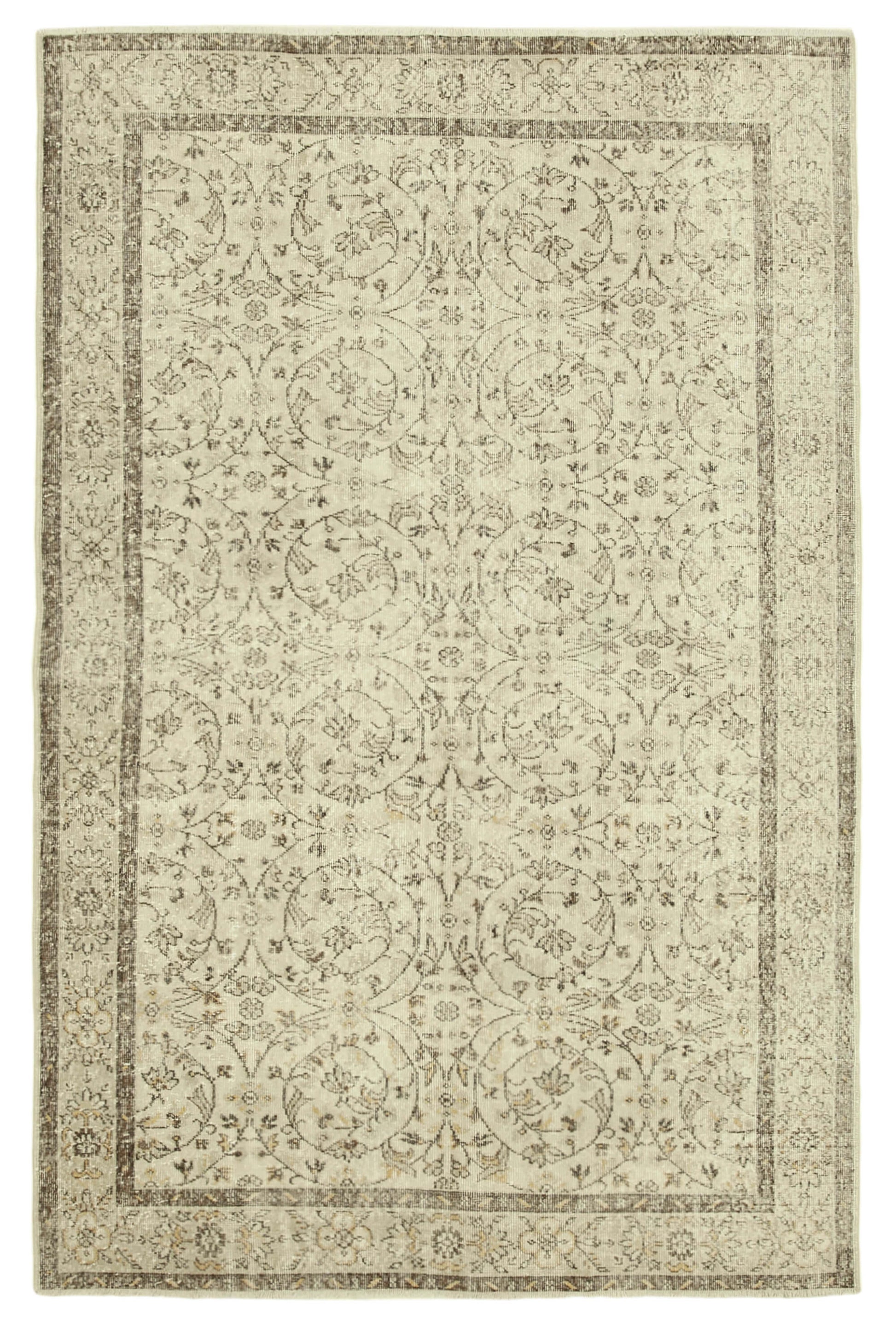 6x10 Beige Turkish Vintage Area Rug - 39080