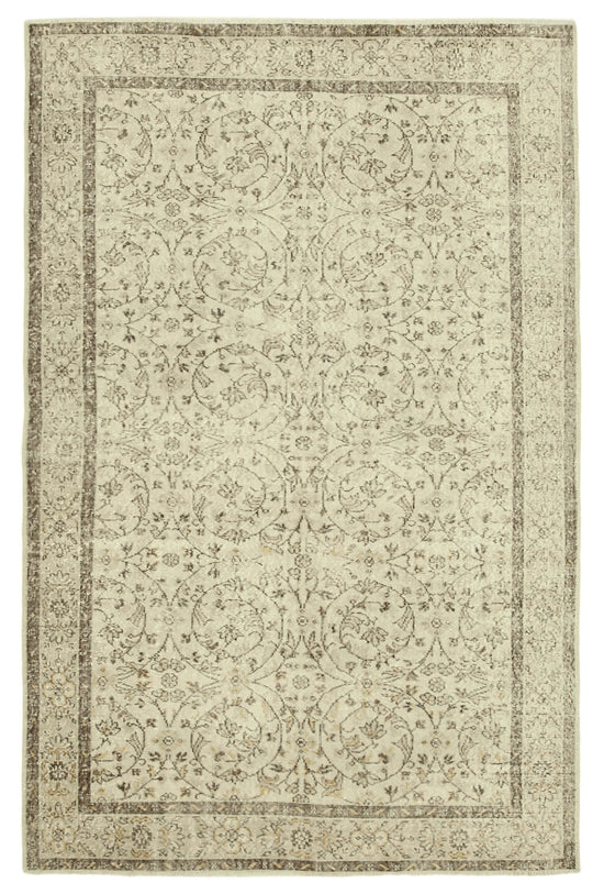 6x10 Beige Turkish Vintage Area Rug - 39080