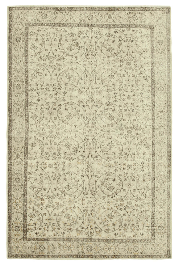 6x10 Beige Turkish Vintage Area Rug - 39080