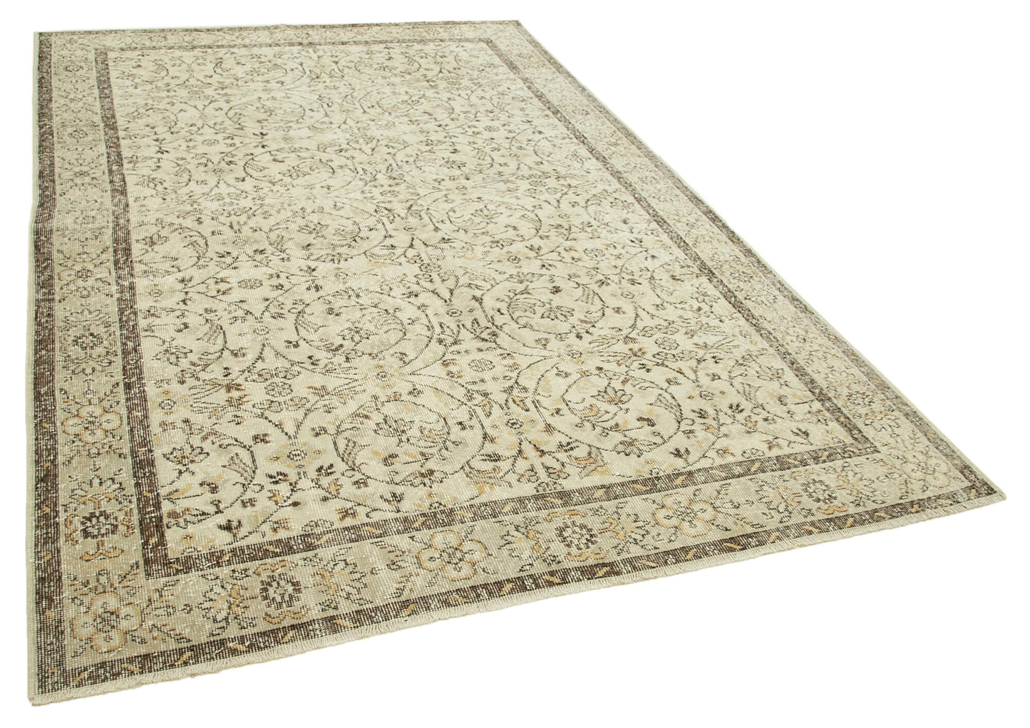 6x10 Beige Turkish Vintage Area Rug - 39080
