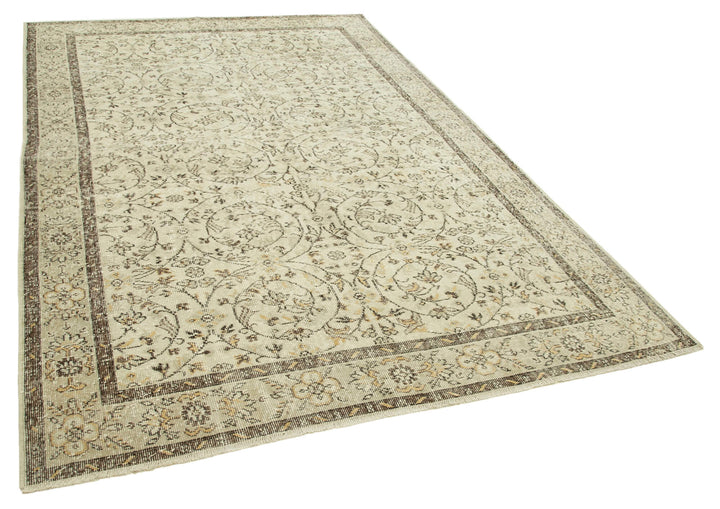 6x10 Beige Turkish Vintage Area Rug - 39080