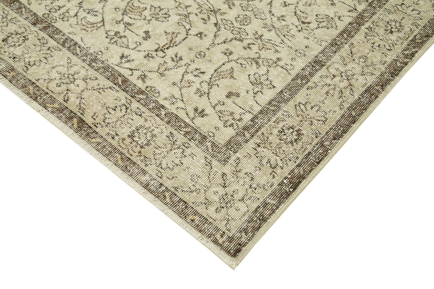 6x10 Beige Turkish Vintage Area Rug - 39080