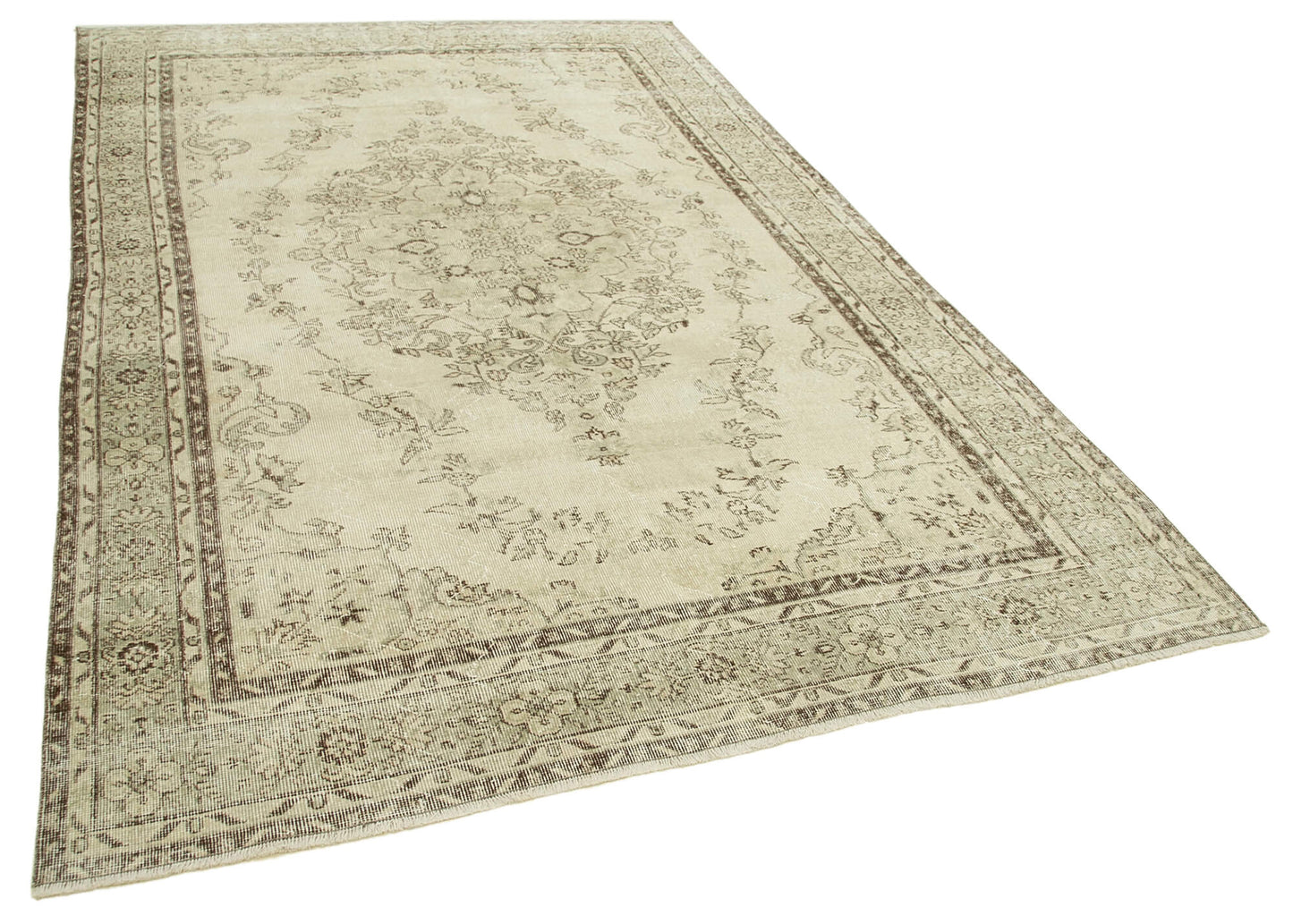6x10 Beige Turkish Vintage Area Rug - 39081