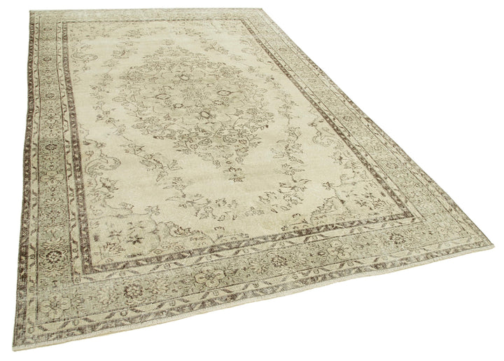 6x10 Beige Turkish Vintage Area Rug - 39081
