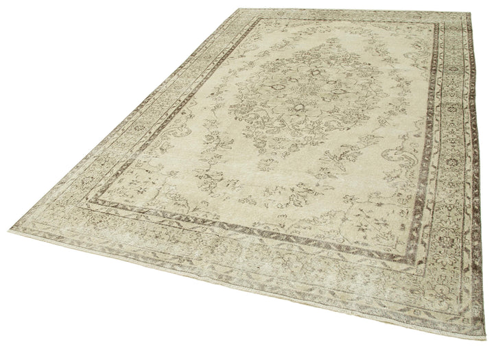 6x10 Beige Turkish Vintage Area Rug - 39081