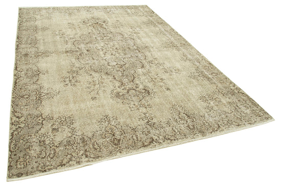 7x10 Beige Turkish Vintage Area Rug - 39084