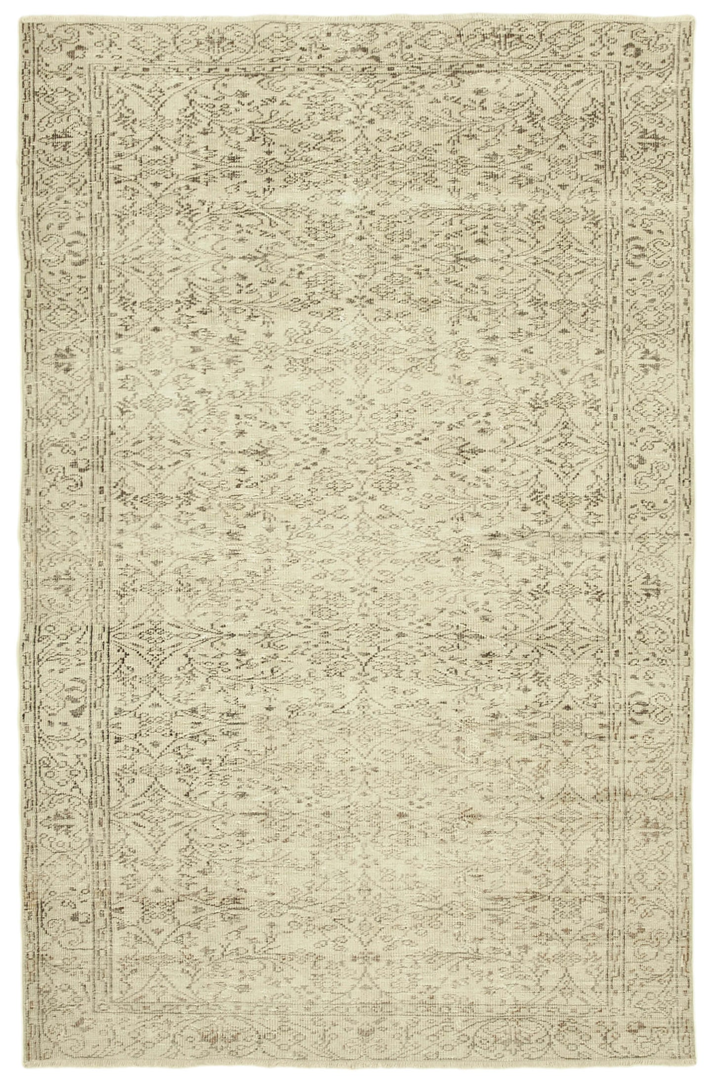 6x10 Beige Turkish Vintage Area Rug - 39086