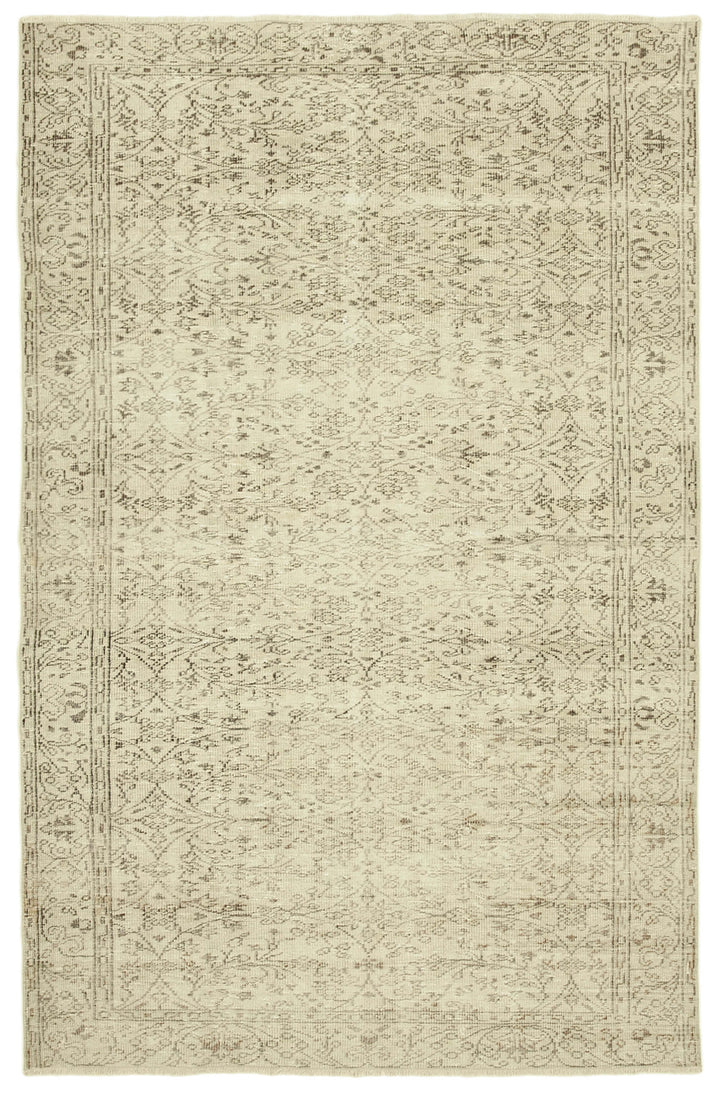 6x10 Beige Turkish Vintage Area Rug - 39086