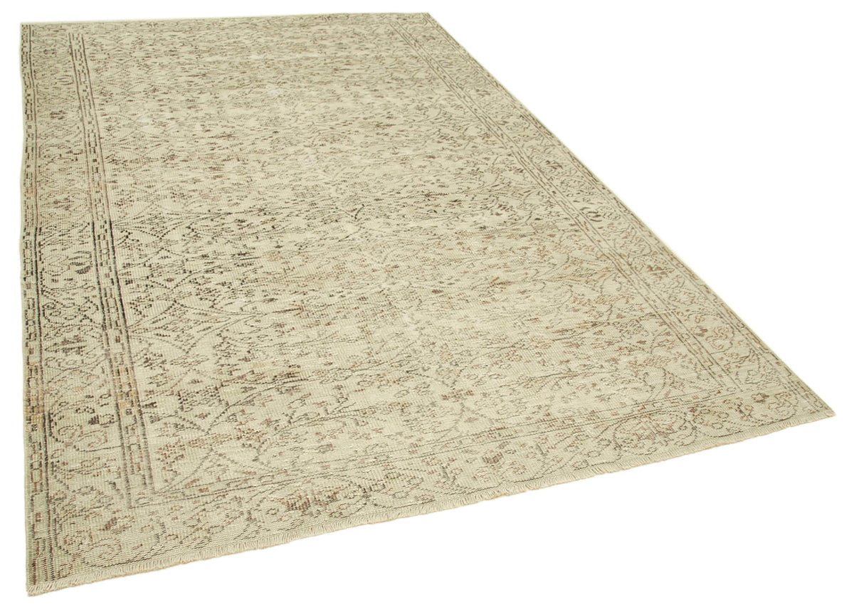 6x10 Beige Turkish Vintage Area Rug - 39086