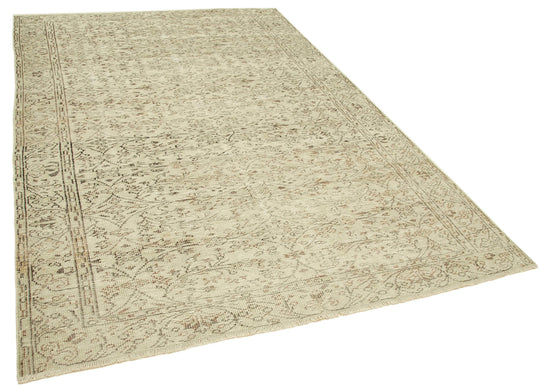 6x10 Beige Turkish Vintage Area Rug - 39086
