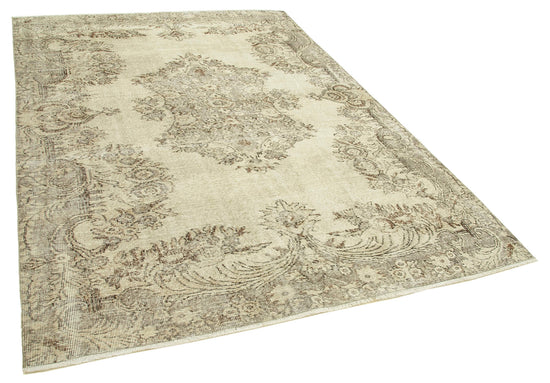 6x9 Beige Turkish Vintage Area Rug - 39089