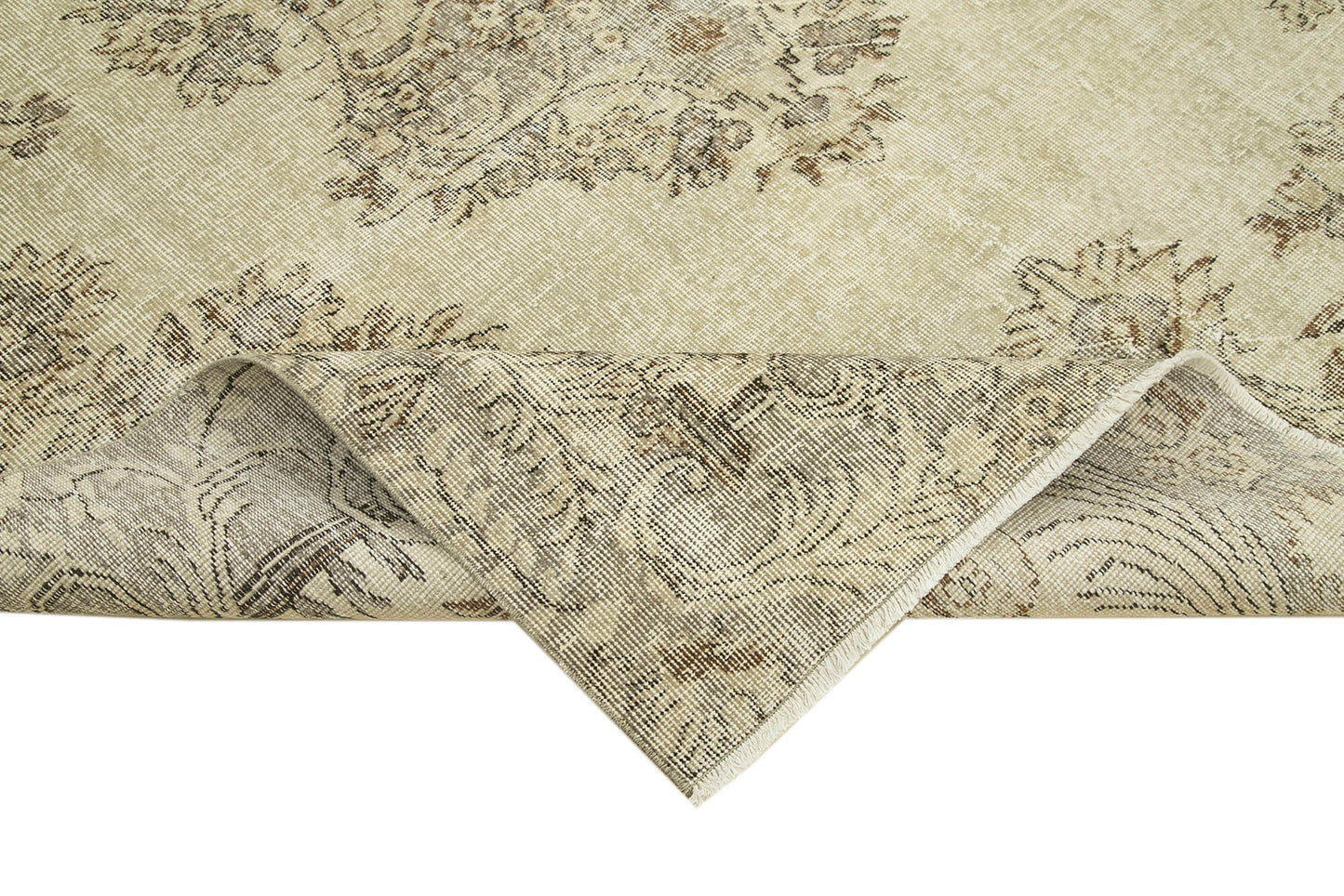 6x9 Beige Turkish Vintage Area Rug - 39089