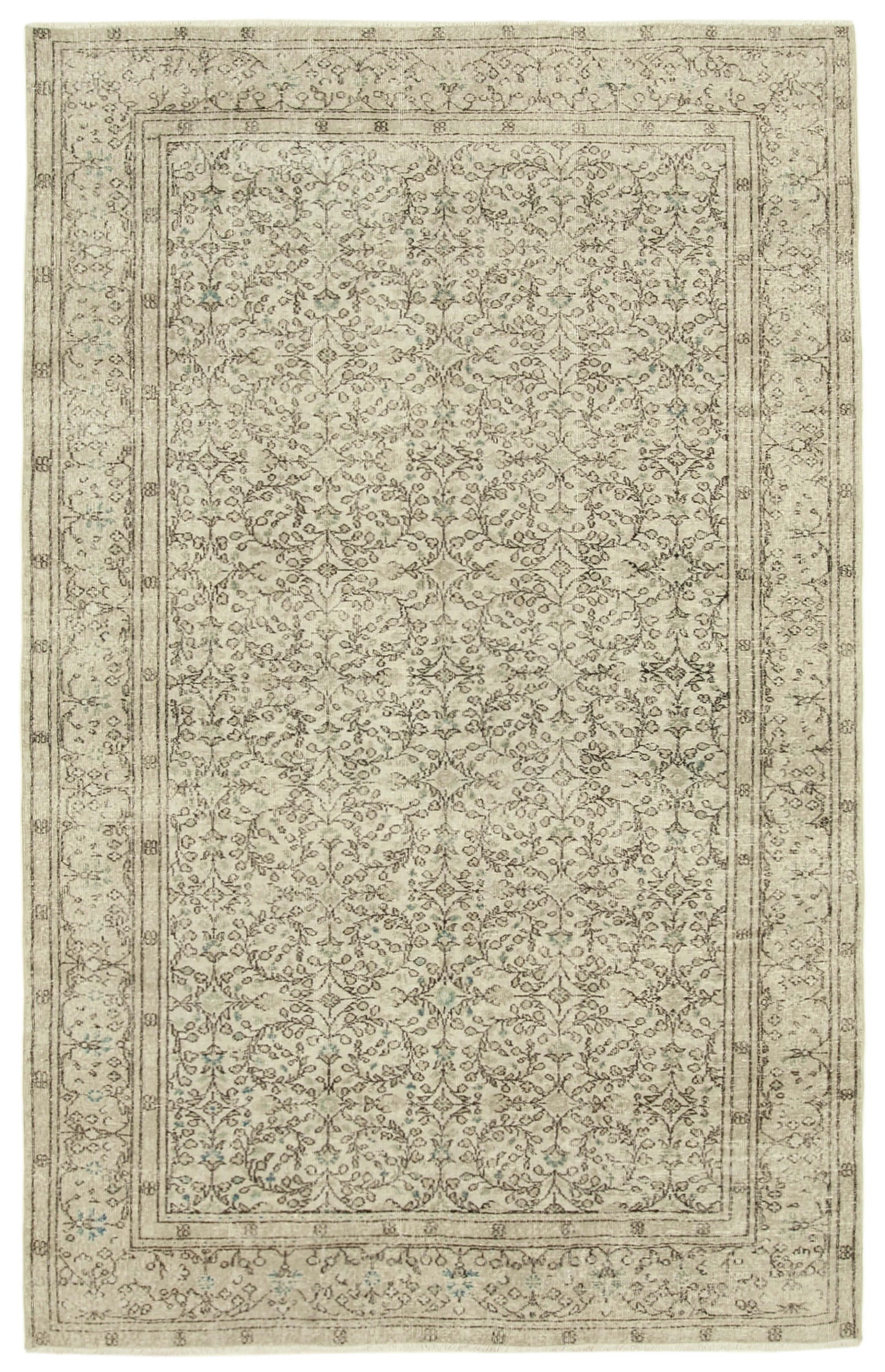 6x10 Beige Turkish Vintage Area Rug - 39090