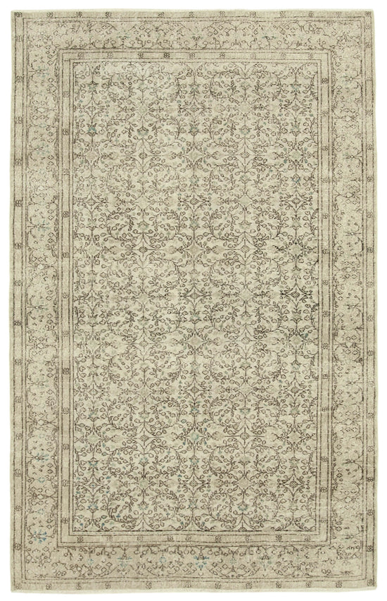 6x10 Beige Turkish Vintage Area Rug - 39090