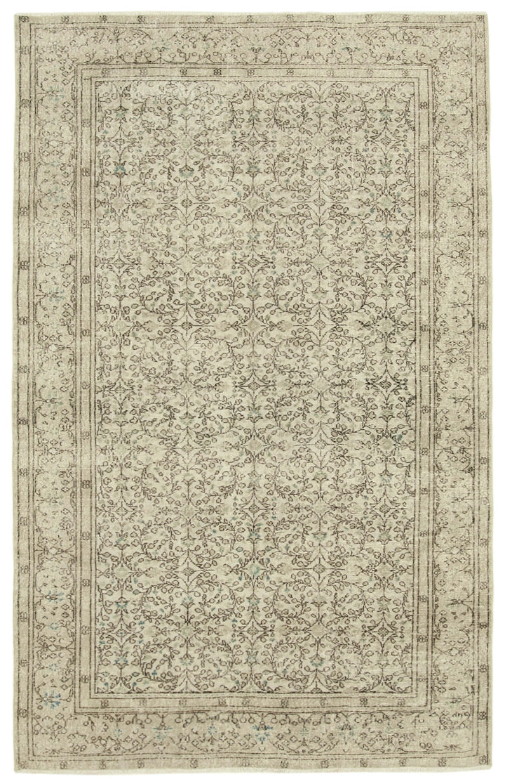 6x10 Beige Turkish Vintage Area Rug - 39090