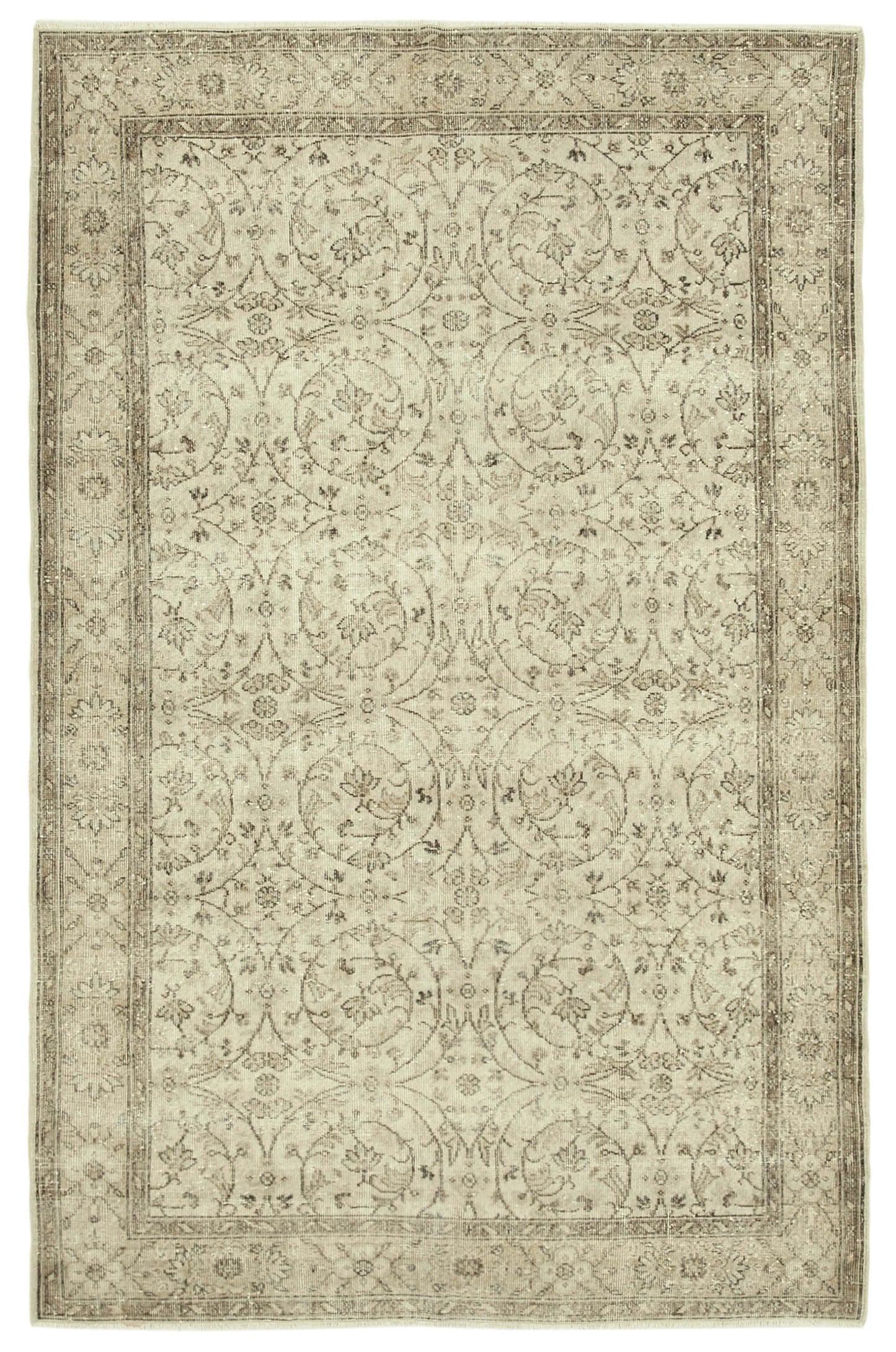 6x10 Beige Turkish Vintage Area Rug - 39091
