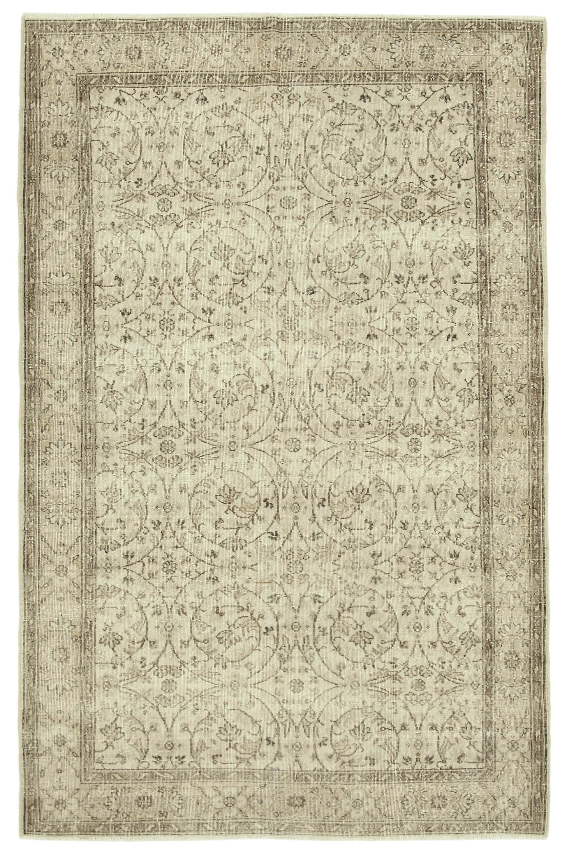 6x10 Beige Turkish Vintage Area Rug - 39091
