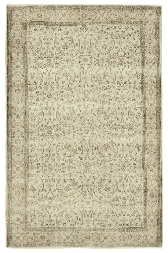 6x10 Beige Turkish Vintage Area Rug - 39091