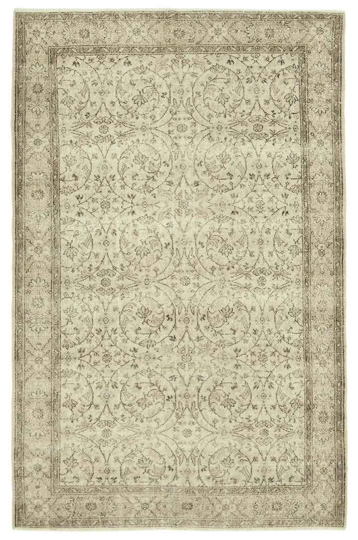 6x10 Beige Turkish Vintage Area Rug - 39091