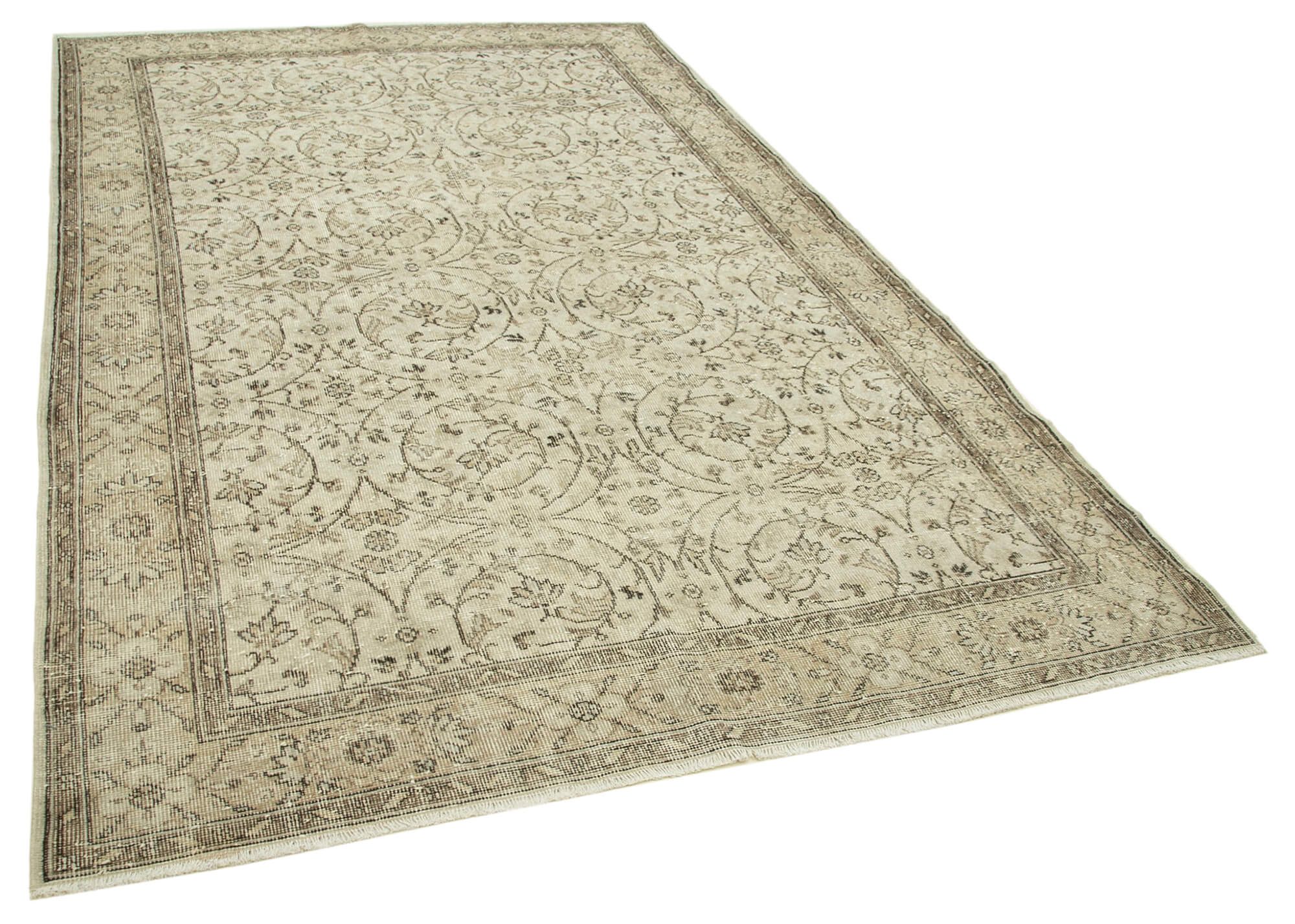 6x10 Beige Turkish Vintage Area Rug - 39091