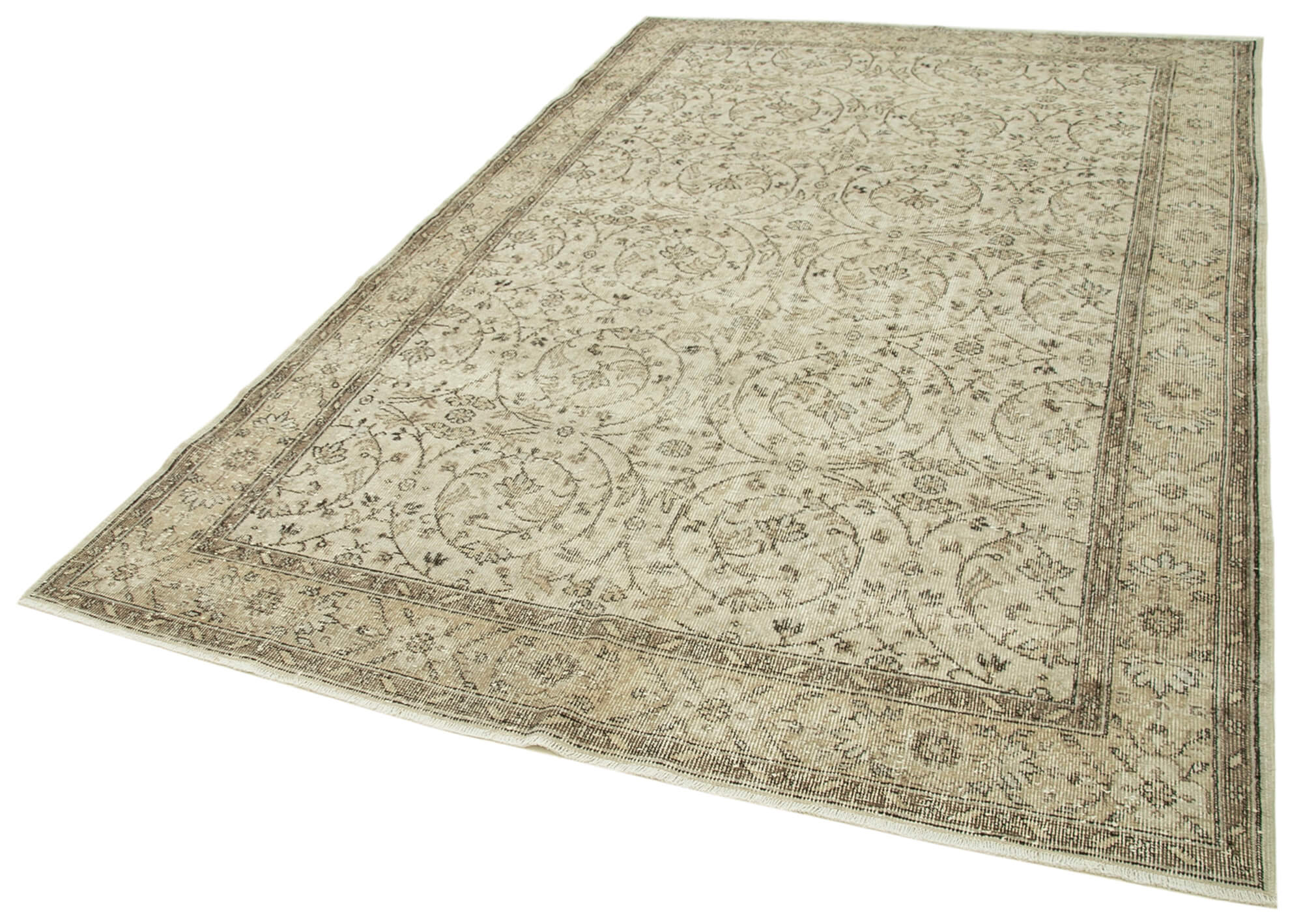 6x10 Beige Turkish Vintage Area Rug - 39091