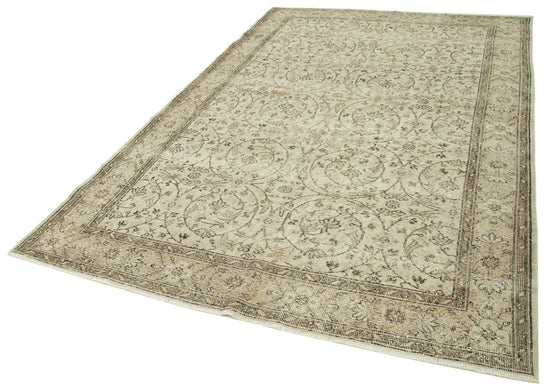 6x10 Beige Turkish Vintage Area Rug - 39091