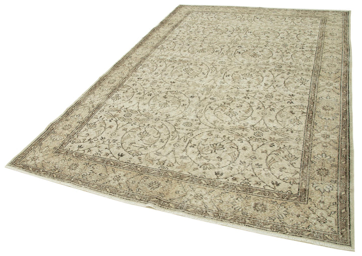 6x10 Beige Turkish Vintage Area Rug - 39091